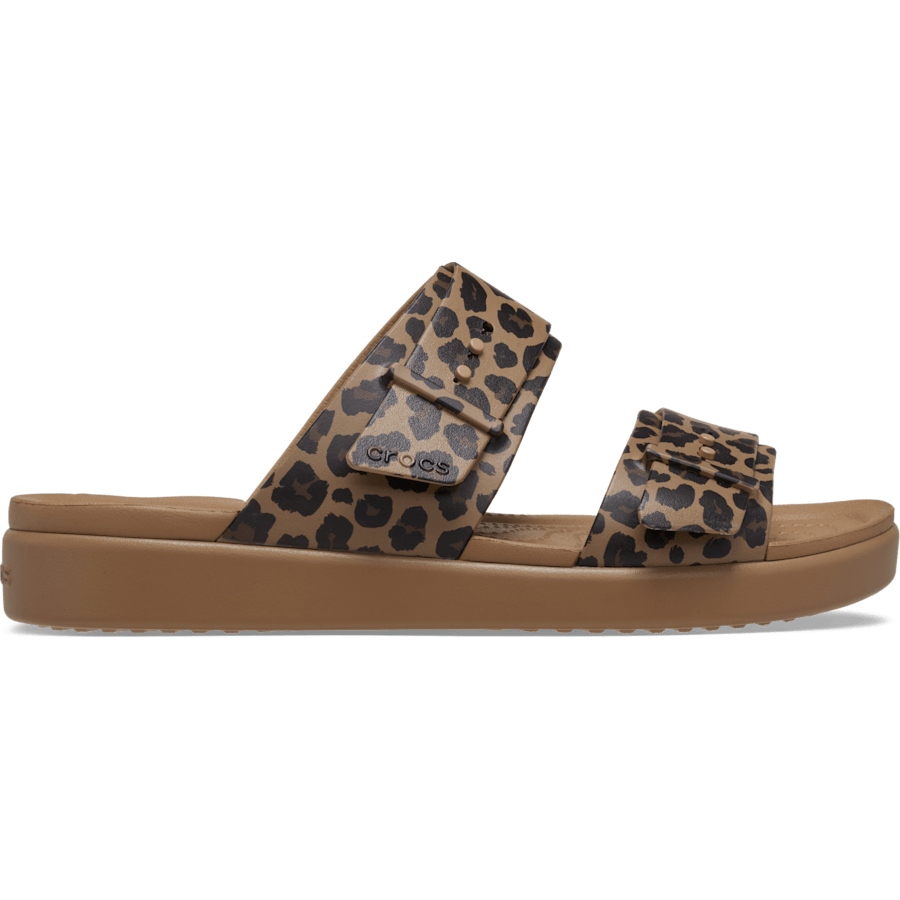 Sepia/Leopard Brooklyn Buckle Low Low Animal Sandal - Side - Crocs