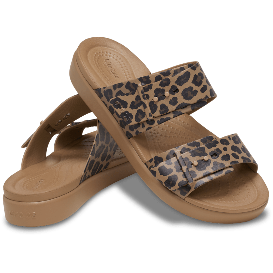 Sepia/Leopard Brooklyn Buckle Low Low Animal Sandal - Pair - Crocs