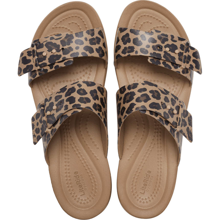 Sepia/Leopard Brooklyn Buckle Low Low Animal Sandal - Top - Crocs