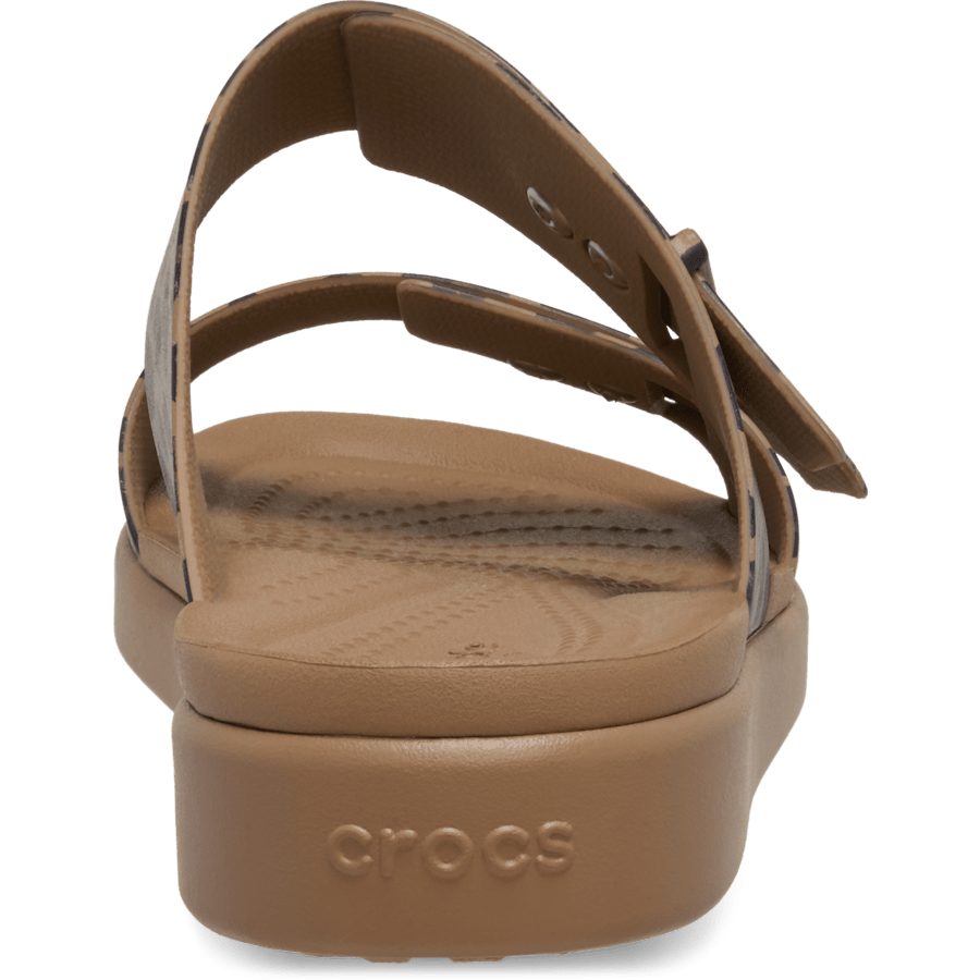 Sepia/Leopard Brooklyn Buckle Low Low Animal Sandal - Back - Crocs