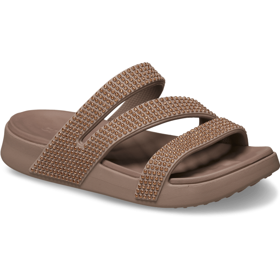Latte Getaway Strappy Gems Sandal - Schrägsicht - Crocs
