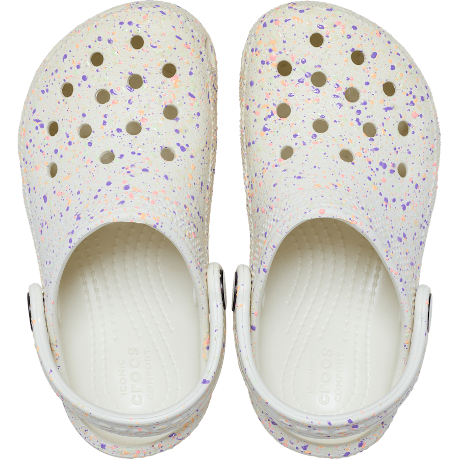 Summit White/Multi Toddler Classic Glow Paint Splatter Clog - Top - Crocs