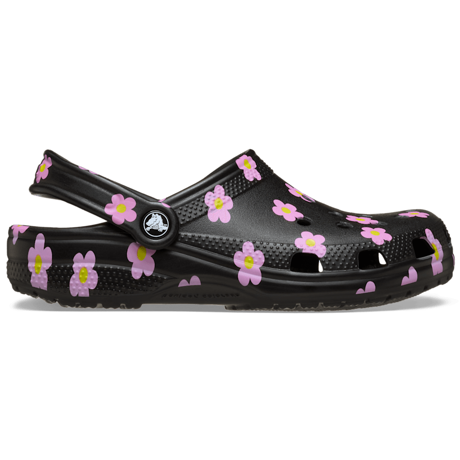 Crocs Kids' Classic Flower Clog — Black