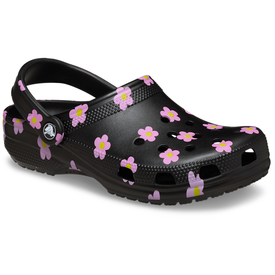 Crocs Kids' Classic Flower Clog — Black