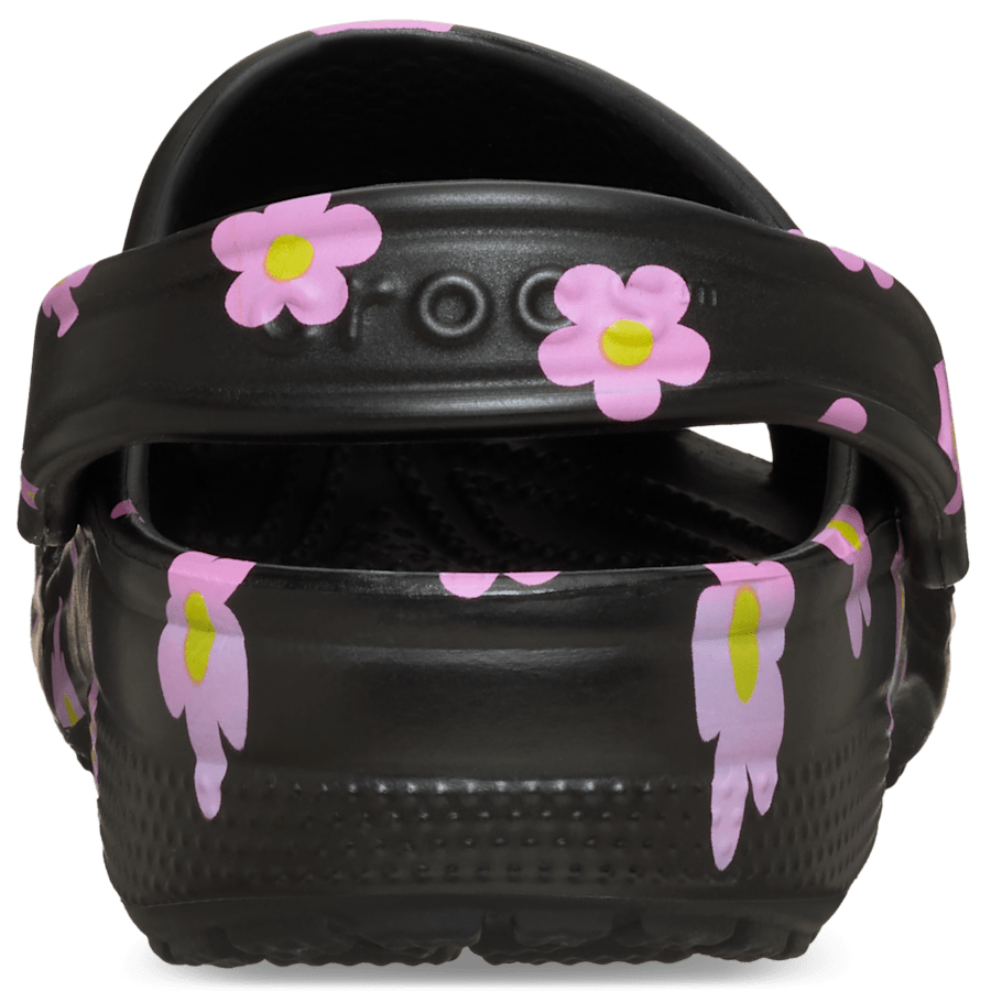 Crocs Kids' Classic Flower Clog — Black