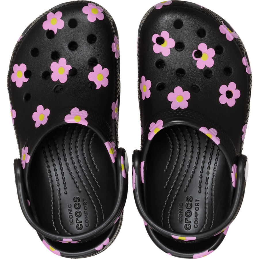 Black Toddler Classic Flower Clog - Top - Crocs