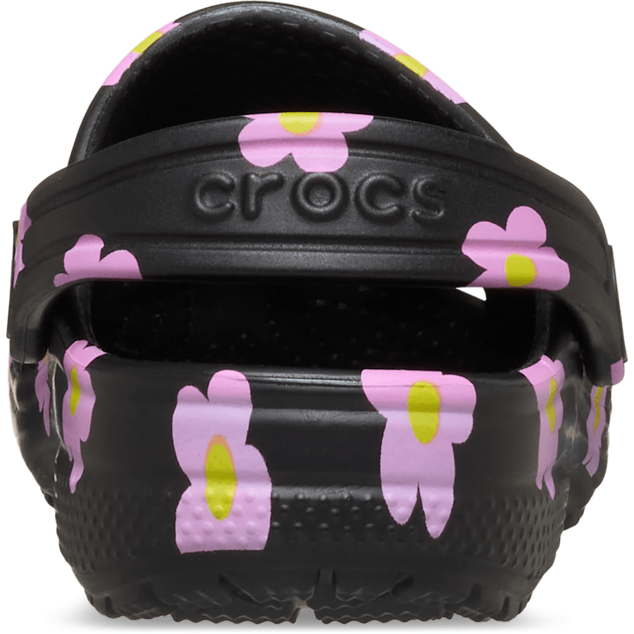 Black Toddler Classic Flower Clog - Back - Crocs