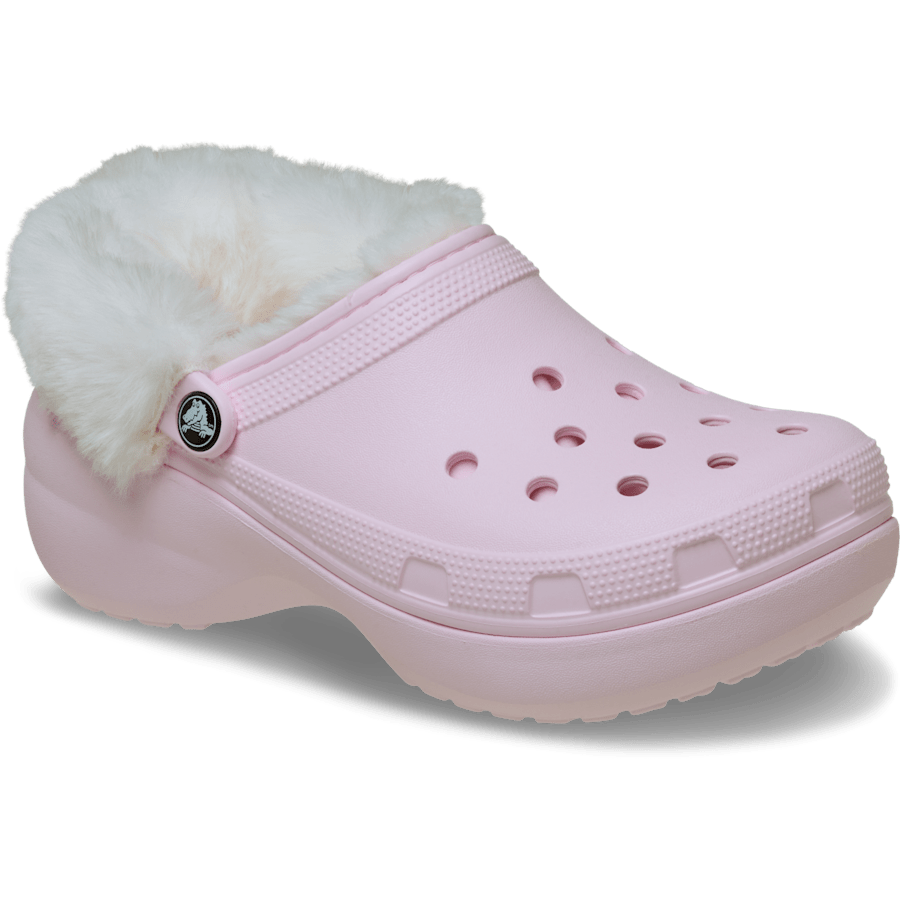 Pink Milk Classic Platform Fuzz Lined Clog - Angle - Crocs