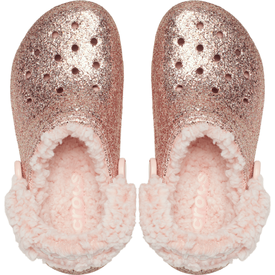 Powder Pink Kids’ Classic Fleece Lined Chunky Glitter Clog - Dessus - Crocs