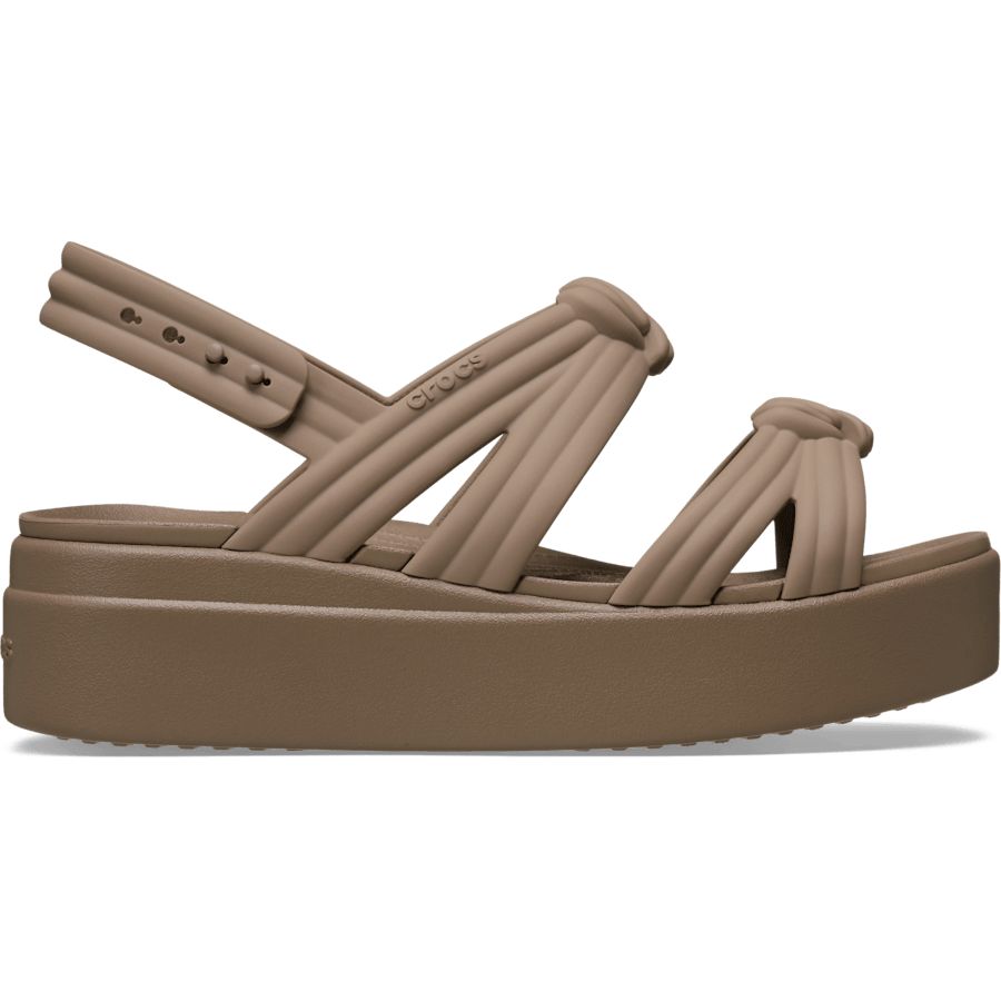 Crocs Brooklyn Low Wedge Knot Sandal — Latte