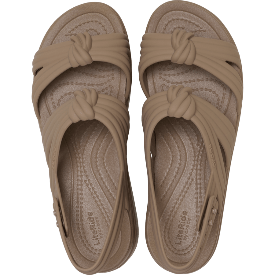 Crocs Brooklyn Low Wedge Knot Sandal — Latte