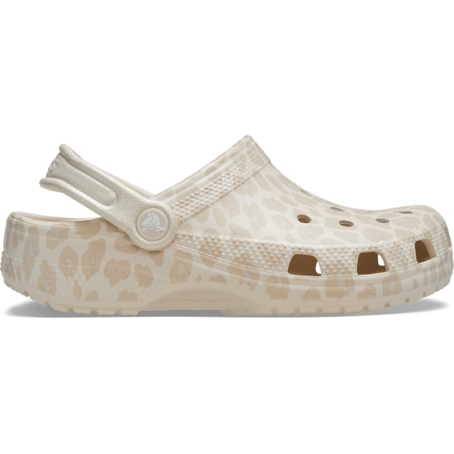 Almond Tint/Leopard Kids' Classic Animal Glitter Clog - Side - Crocs