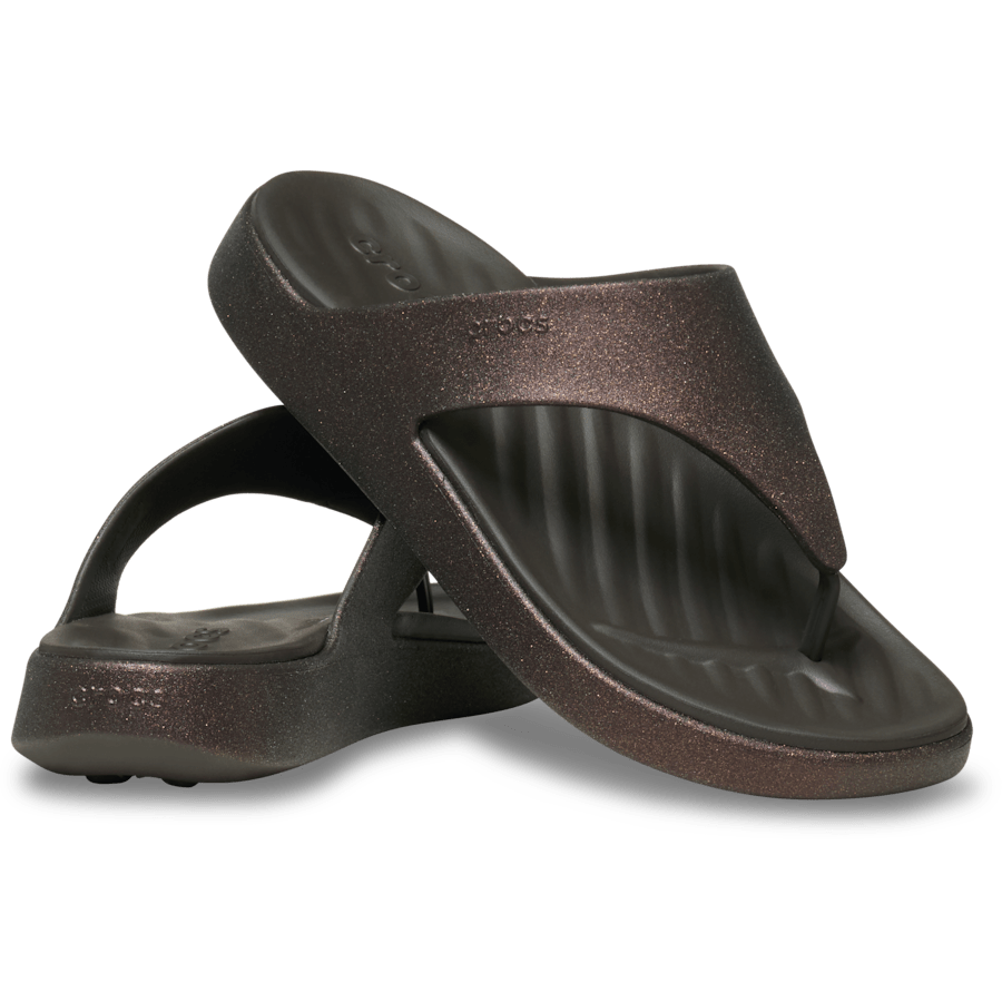 Crocs Getaway Triangle Glimmer Flip — Dark Cocoa