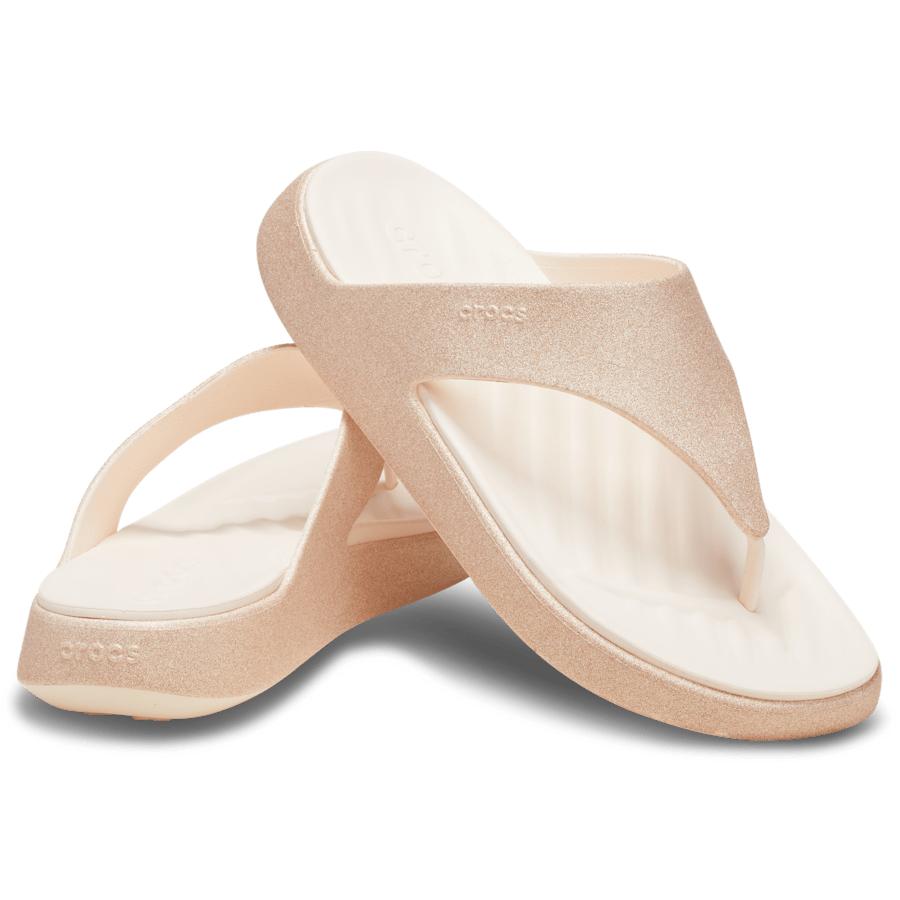 Crocs Getaway Triangle Glimmer Flip — Peach Ice