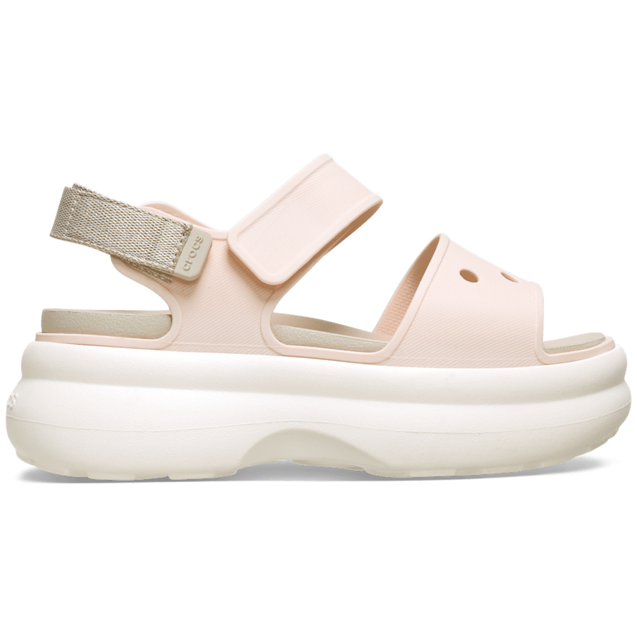 Peach Ice/Frappé/Chalk Soho Y Strap Shimmer Sandal - Side - Crocs