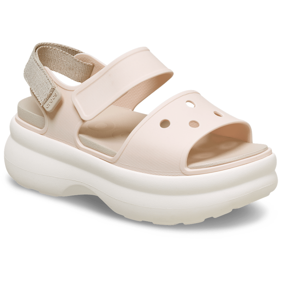 Peach Ice/Frappé/Chalk Soho Y Strap Shimmer Sandal - Angle - Crocs
