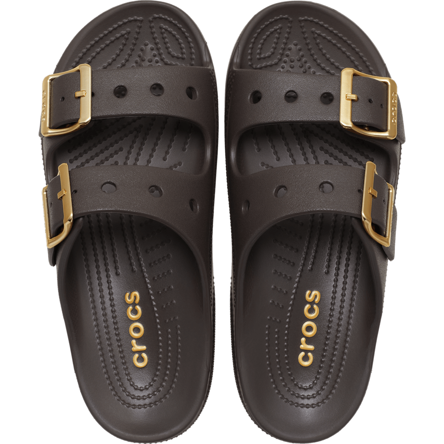 Espresso / Gold Saturday Metallic Buckle Sandal - Top - Crocs