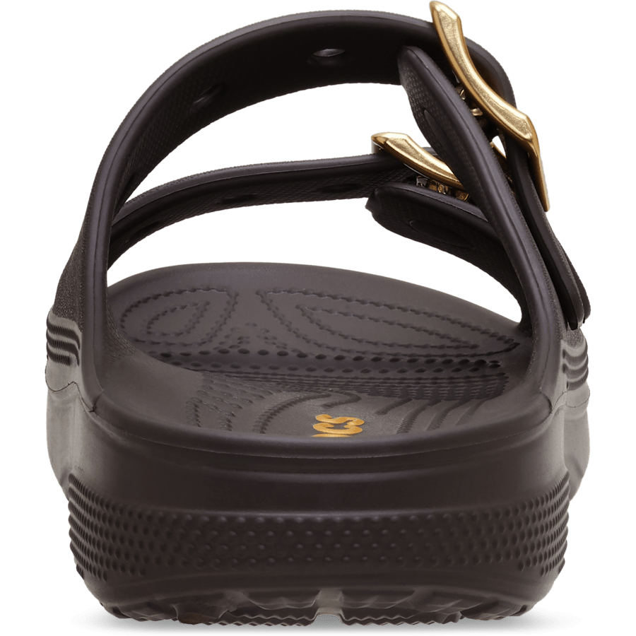 Espresso / Gold Saturday Metallic Buckle Sandal - Back - Crocs
