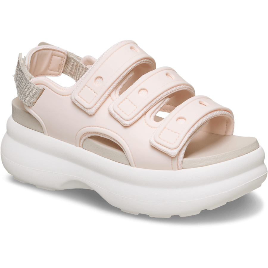 Peach Ice/Frappé/Chalk Soho Sport Shimmer Sandal - Angle - Crocs