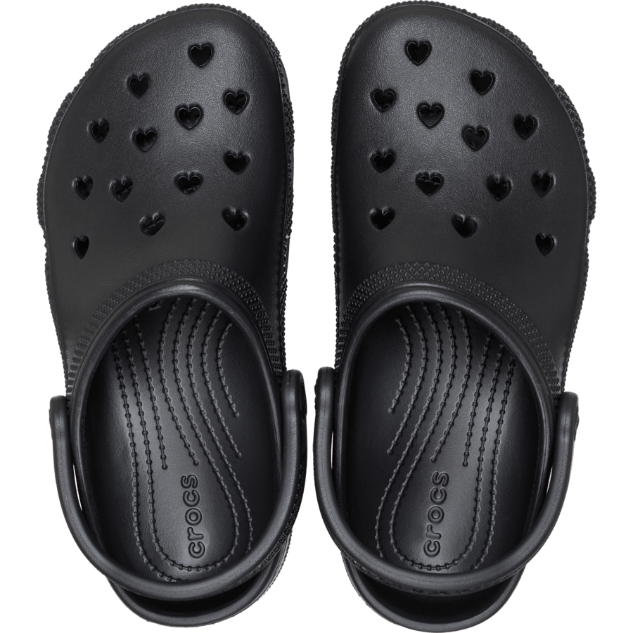 Crocs Classic Hearts Cut Out Clog — Black