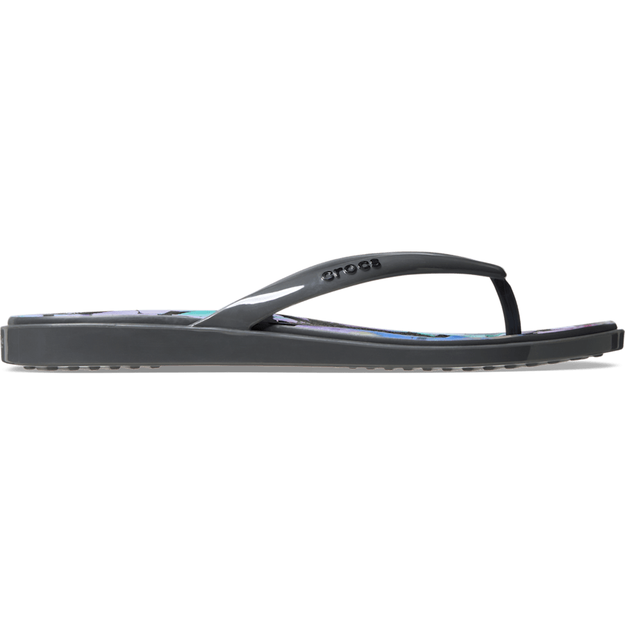 Crocs Miami Round Toe Dark Floral Flip — Black Sand