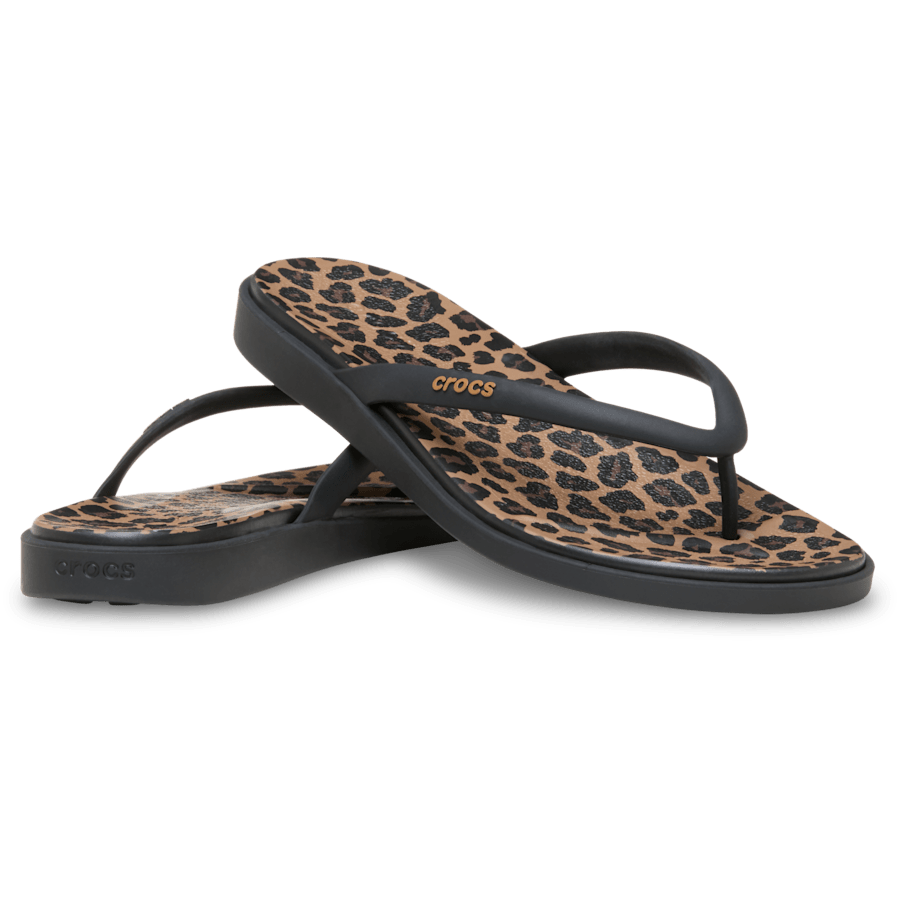 Noir/Sépia/Léopard Miami Round Animal Flip - Paire - Crocs