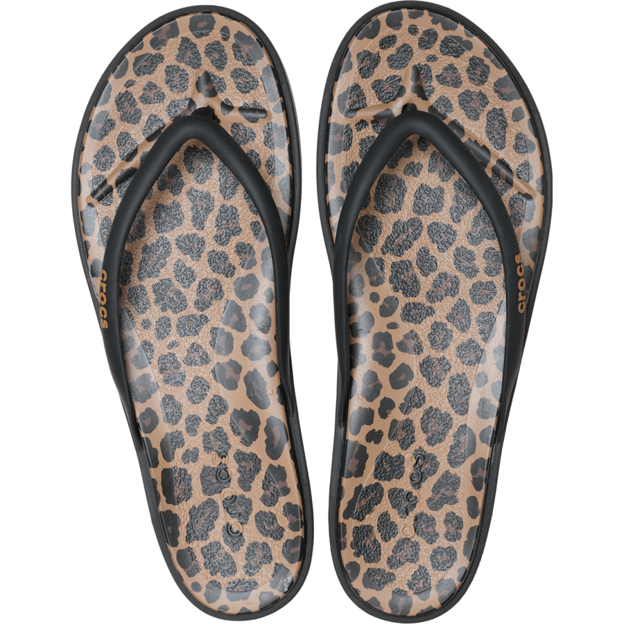 Noir/Sépia/Léopard Miami Round Animal Flip - Dessus - Crocs