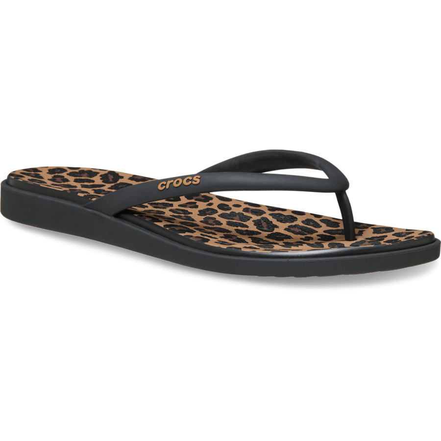 Noir/Sépia/Léopard Miami Round Animal Flip - Angle - Crocs