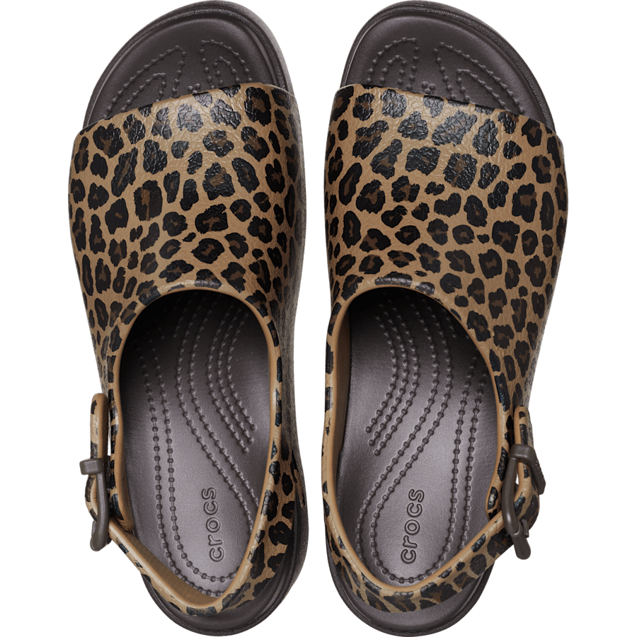 Léopard/Espresso Dylan Platform Animal Slide - Dessus - Crocs