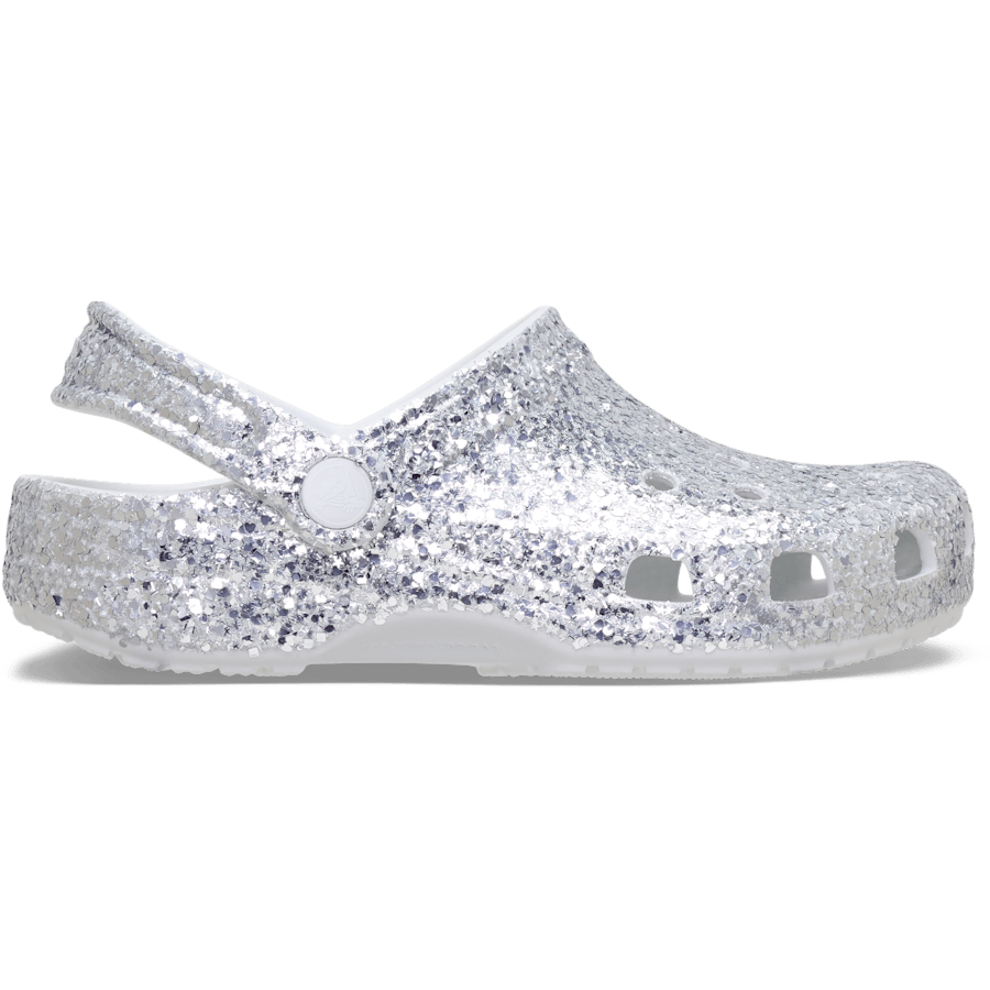 Silver Kids' Classic Dazzle Glitter Clog - Seitenansicht - Crocs