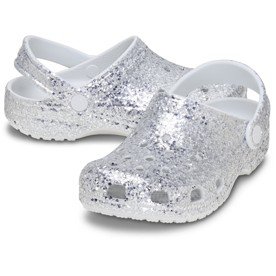 Silver Kids' Classic Dazzle Glitter Clog - Paar - Crocs