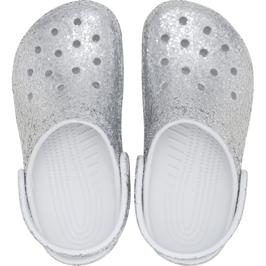 Silver Kids' Classic Dazzle Glitter Clog - Draufsicht - Crocs