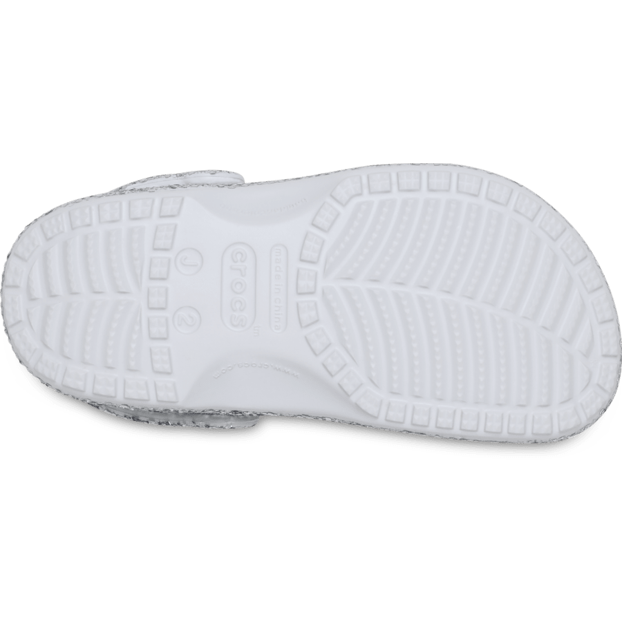 Silver Kids' Classic Dazzle Glitter Clog - Ansicht von unten - Crocs