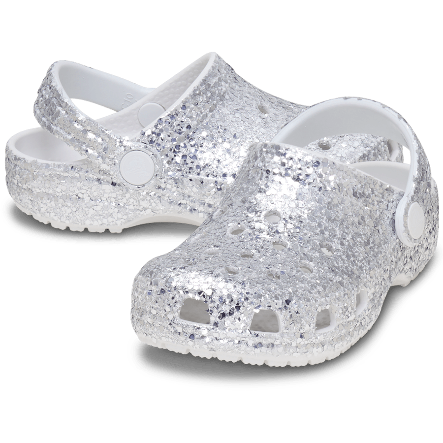 Silver Toddler Classic Dazzle Glitter Clog - Paar - Crocs