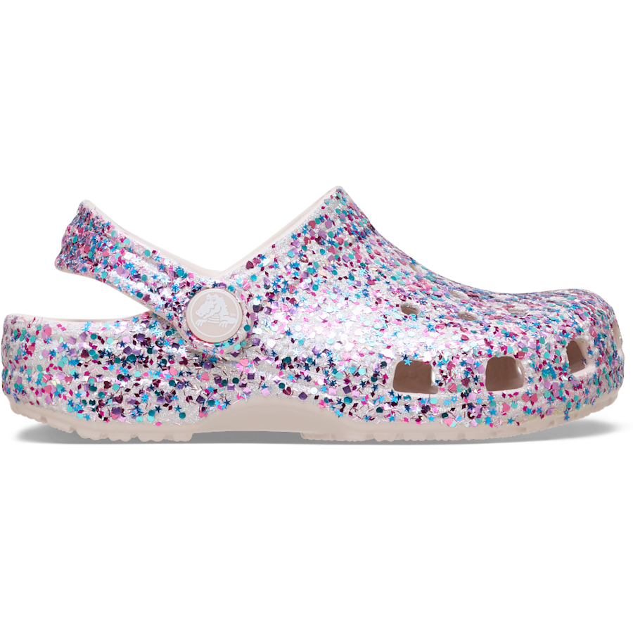 Cocoa Crème Toddler Classic Dazzle Glitter Clog - Zijkant - Crocs