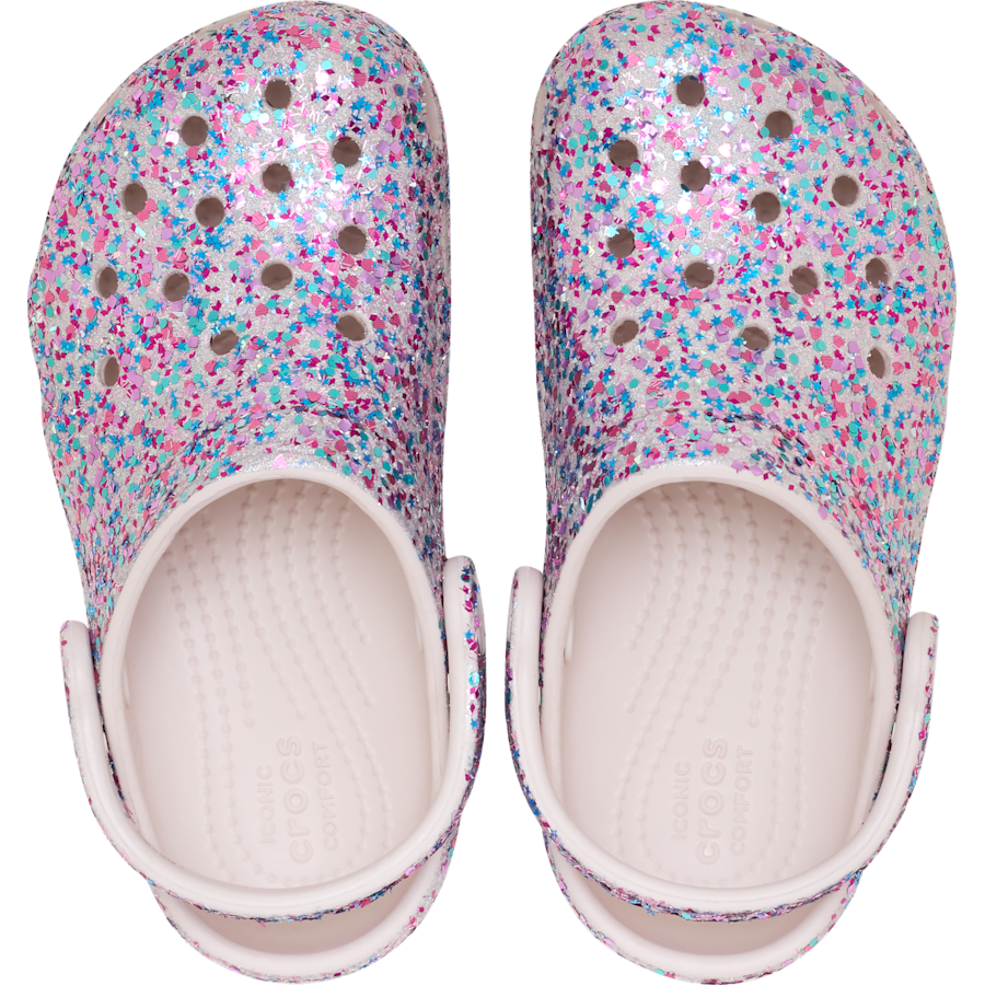 Cocoa Crème Toddler Classic Dazzle Glitter Clog - Bovenkant - Crocs