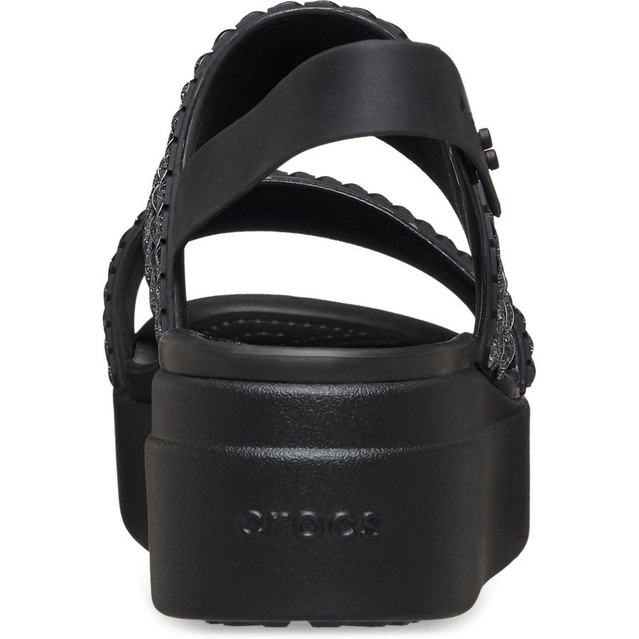 Crocs Brooklyn Woven Sparkle Low Wedge — Black