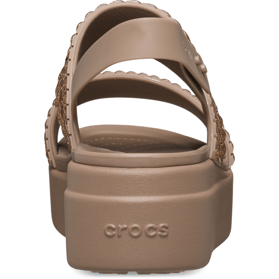 Crocs Brooklyn Woven Sparkle Low Wedge — Latte