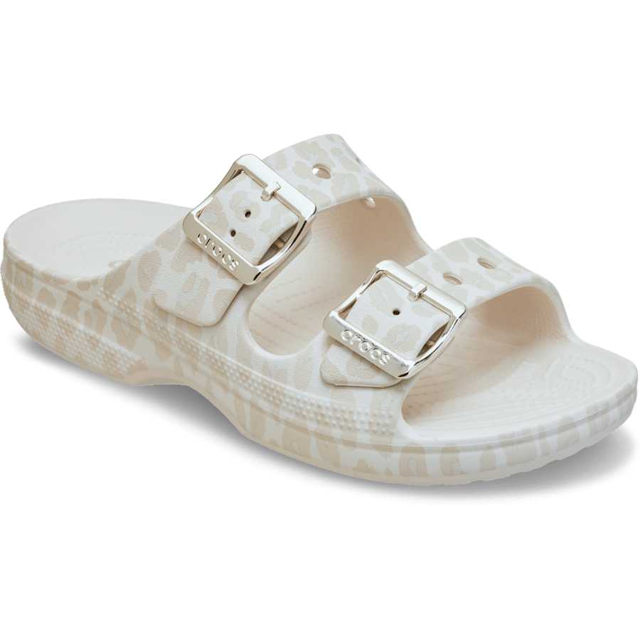 Amande/Léopard Saturday Metallic Buckle Animal Sandal - Angle - Crocs