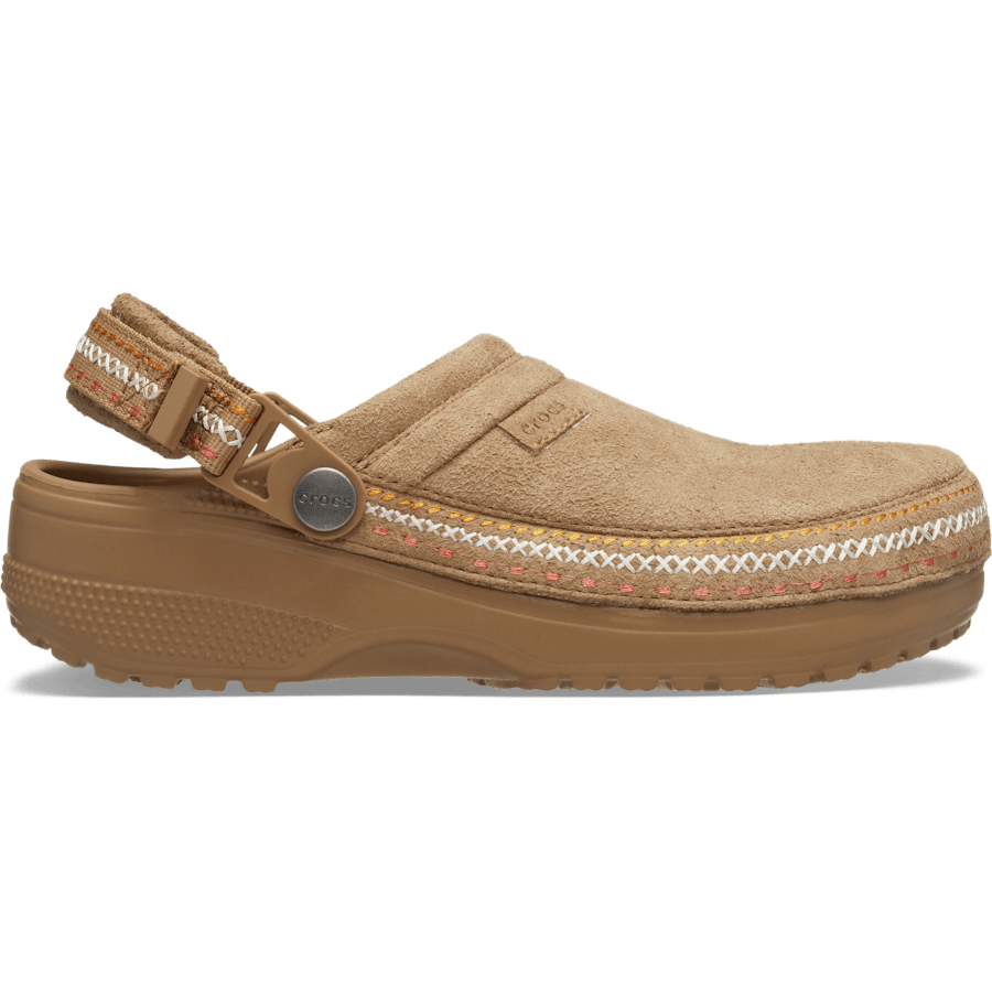 Sepia Crafted Vegan Suede Stitch Clog - Zijkant - Crocs
