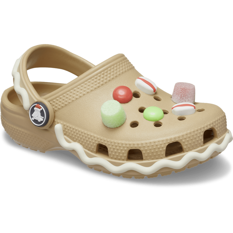 Beige Kids' Classic Gingerbread Clog - Angle - Crocs