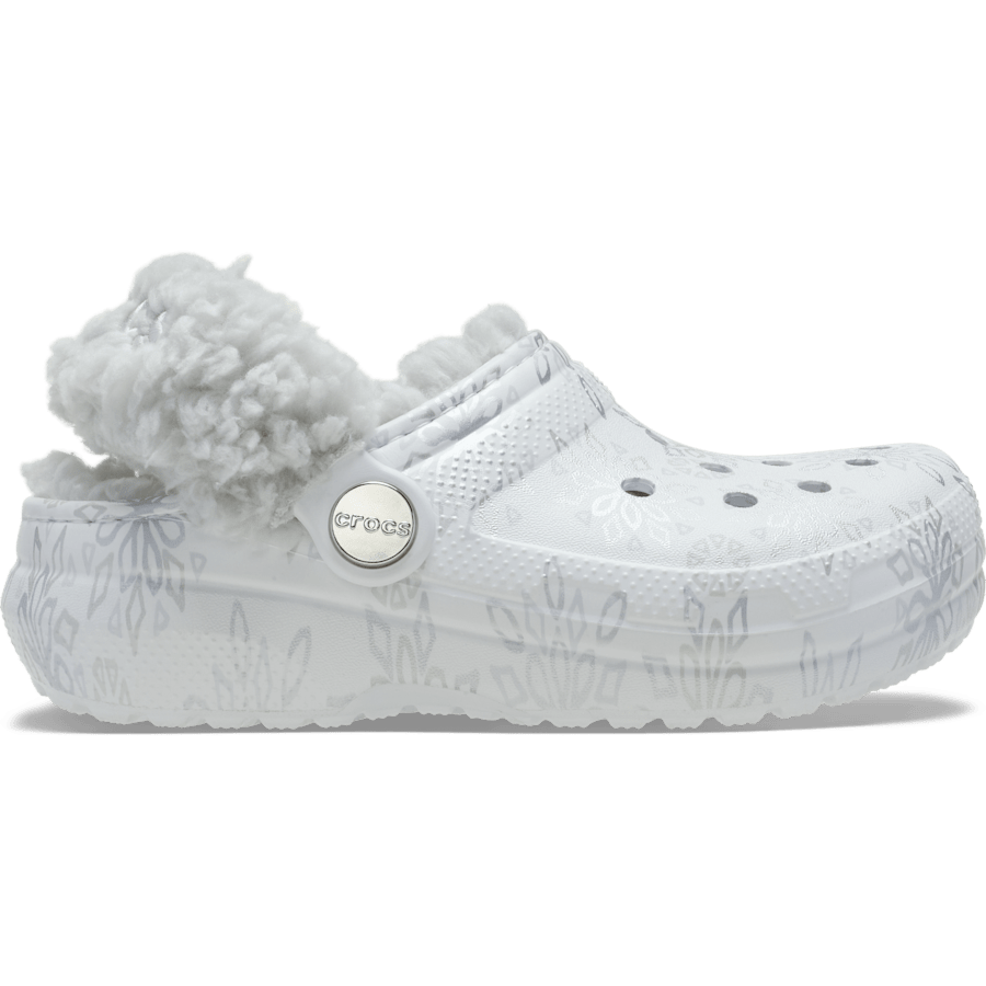 Snow White Kids' Classic Metallic Snowflakes Fleece Lined Clog - Side - Crocs