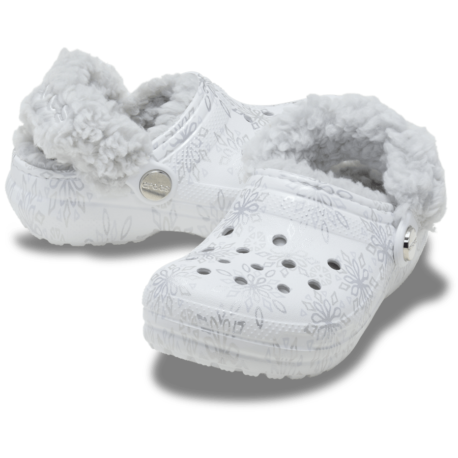 Snow White Kids' Classic Metallic Snowflakes Fleece Lined Clog - Pair - Crocs