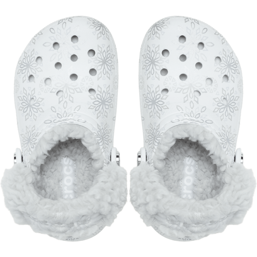 Snow White Toddlers Classic Metallic Snowflakes Fleece Lined Clog - Top - Crocs