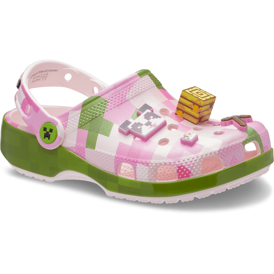 Multi Kids’ Minecraft Pink Classic Clog - Angle - Crocs