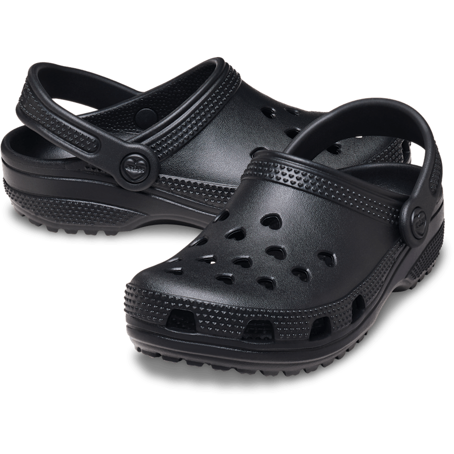 Crocs Kids' Classic Hearts Cut Out Clog — Black