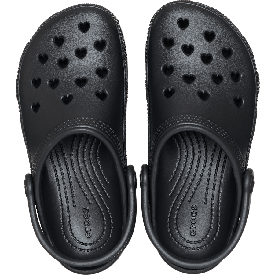 Crocs Kids' Classic Hearts Cut Out Clog — Black