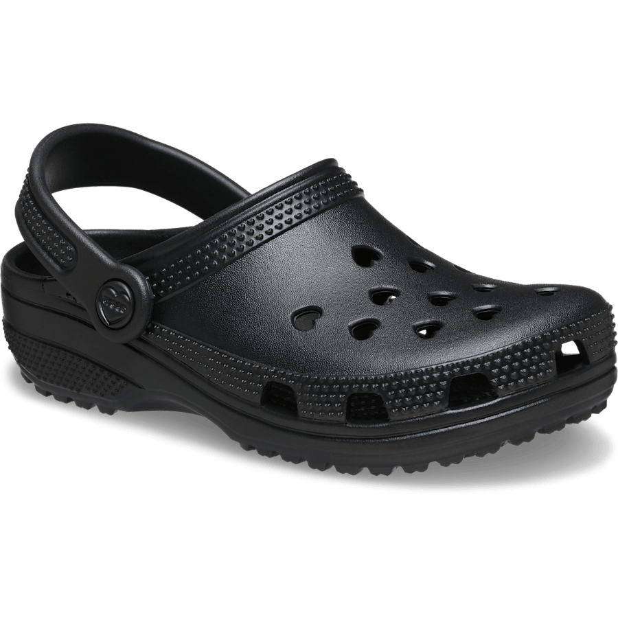 Crocs Kids' Classic Hearts Cut Out Clog — Black