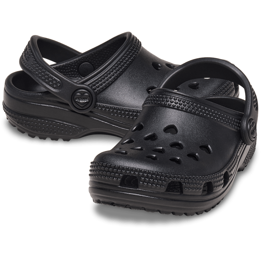 Crocs Toddler Classic Hearts Cut Out Clog — Black