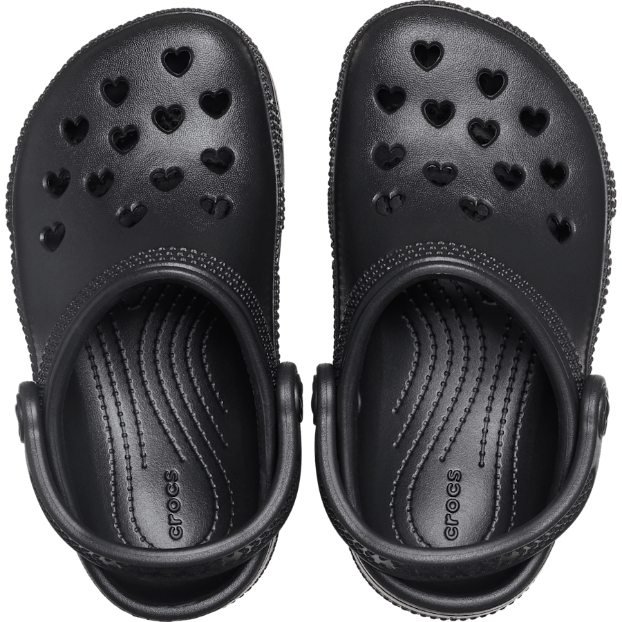 Crocs Toddler Classic Hearts Cut Out Clog — Black